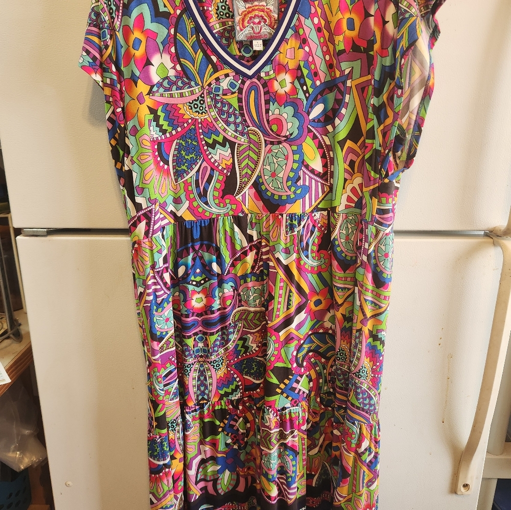 Johnny Was Maxi Dress L  Floral Graffiti New